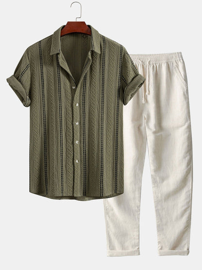 Set Geo Stripe Linen