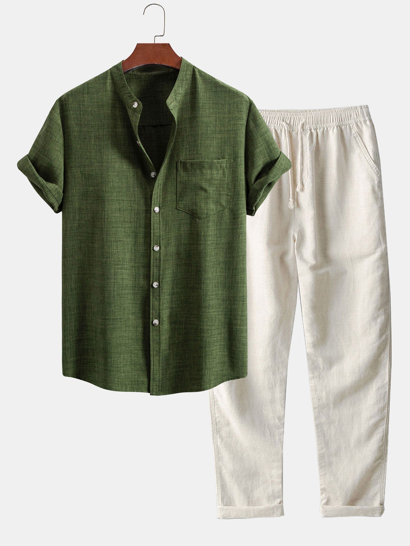Set Stand Collar Linen