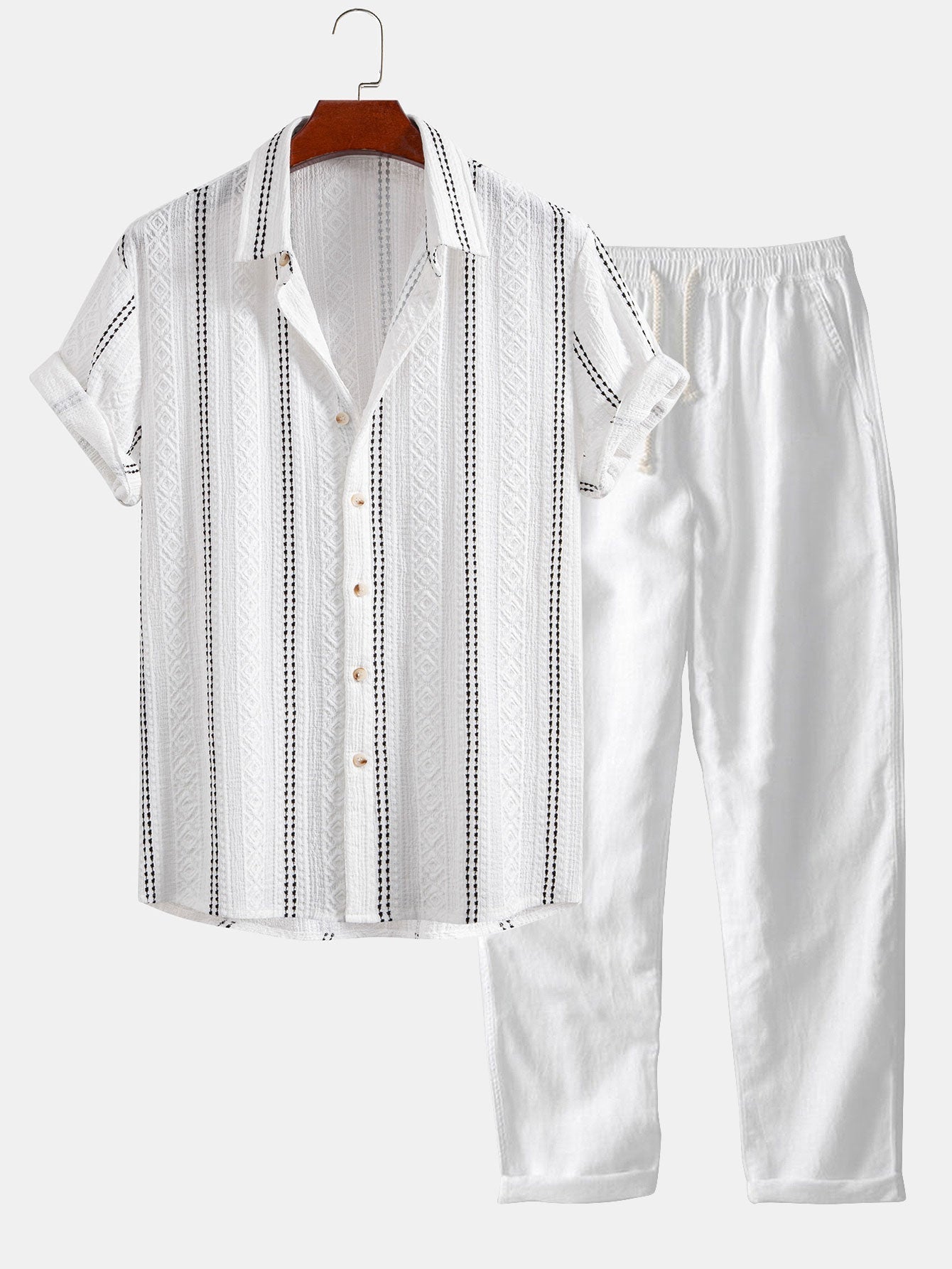 Set Geo Stripe Linen