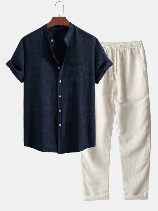 Set Stand Collar Linen