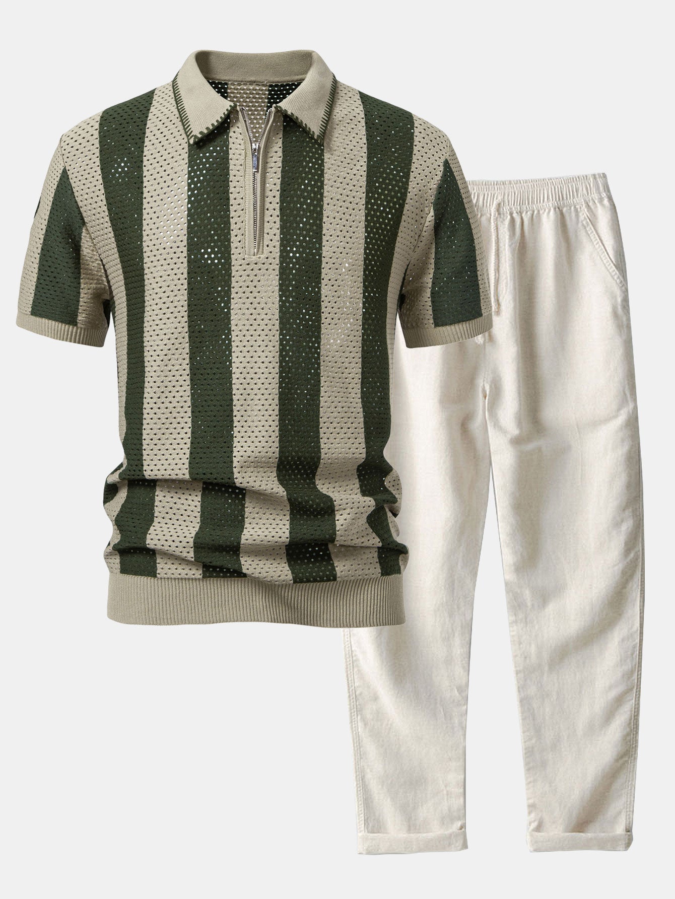 Set Eyelet Zip Linen