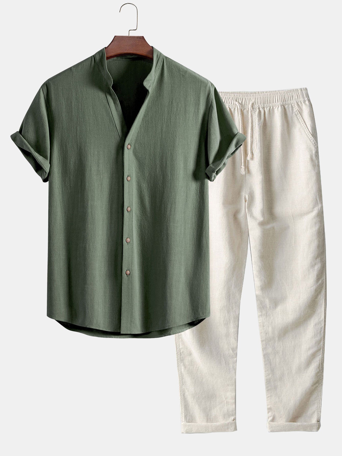 Set Linen V Neck