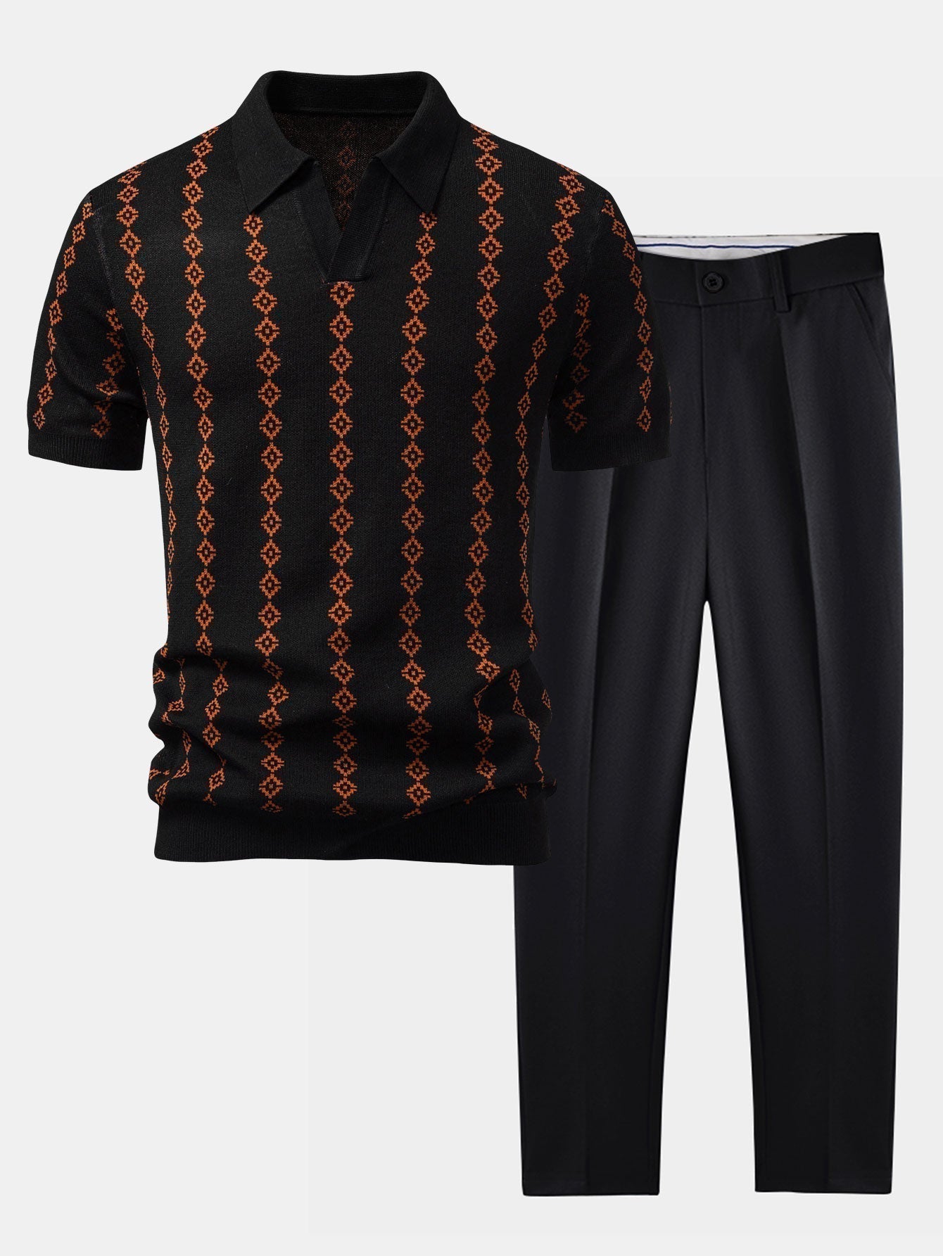 Set Geo Knit V Neck